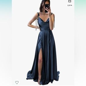 High slit satin formal dress